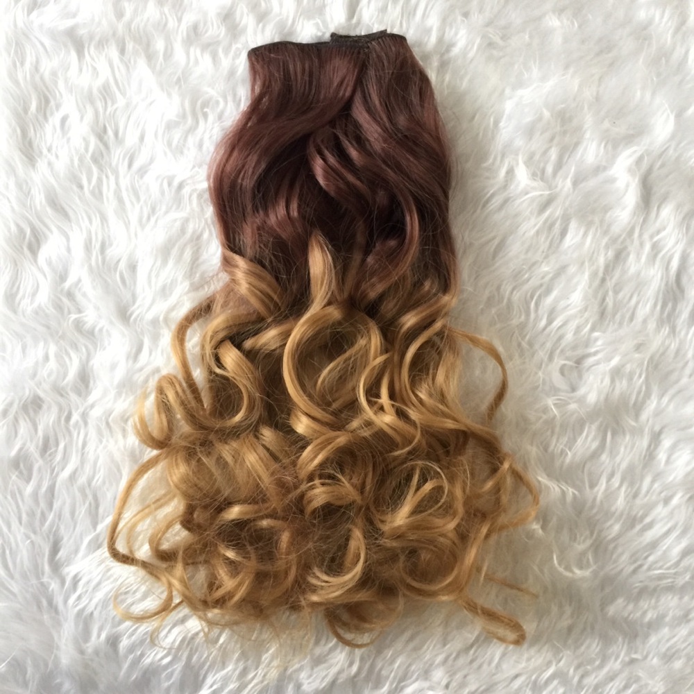 Clip in hair extensions 7pcs ombre synthetic fiber - Picture 5 of 8